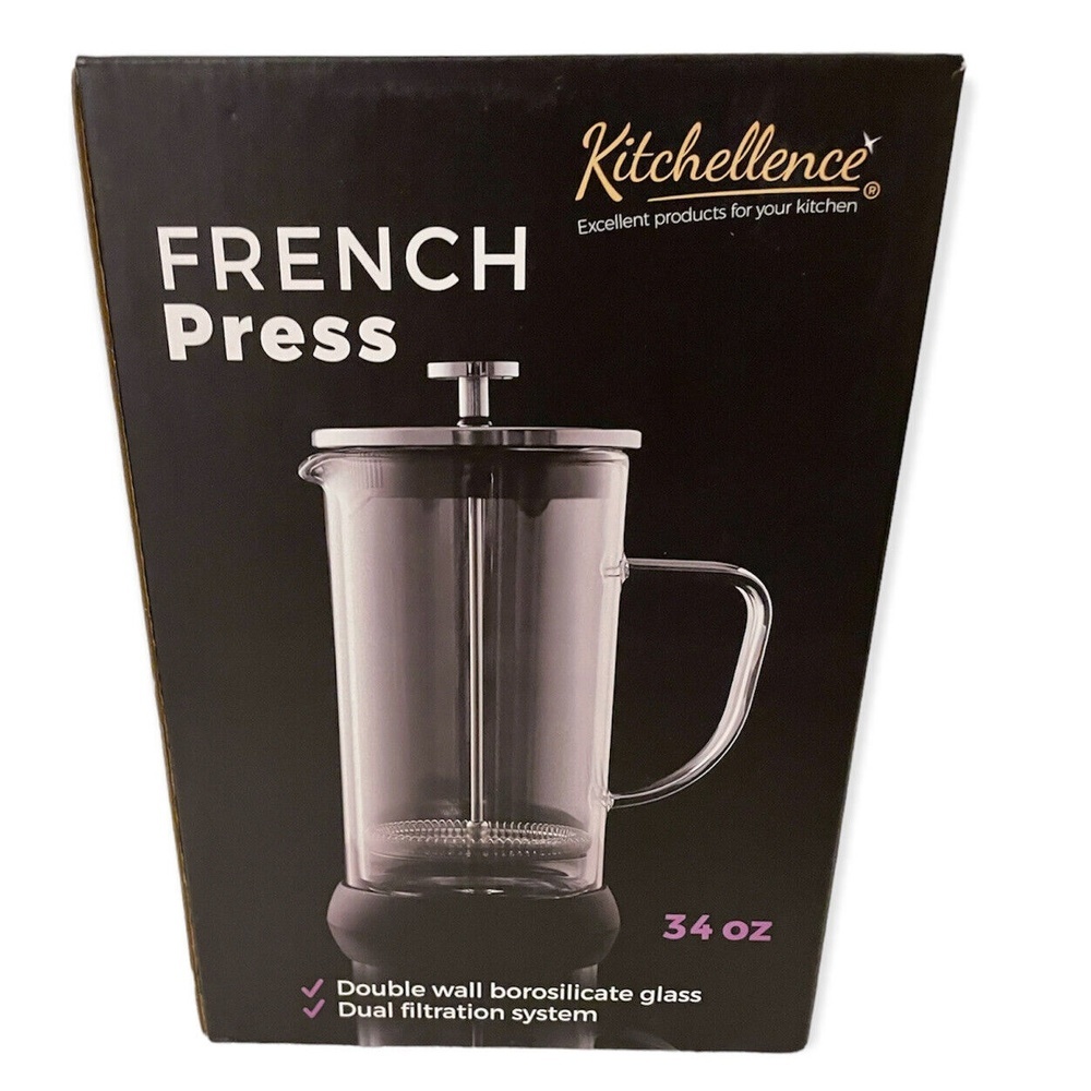 Kitchellence FP12 Double Glass French Press Coffee Maker 34 oz New Open Box